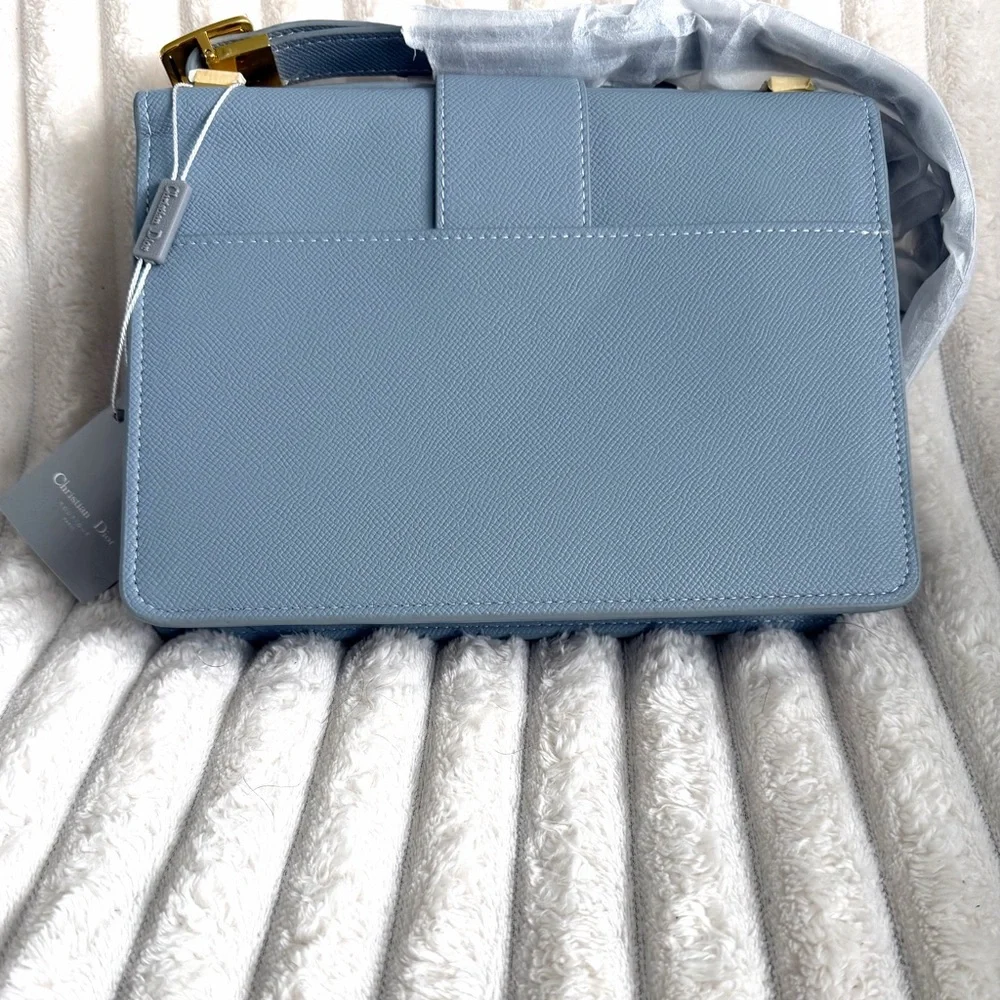 Light Blue Structured Crossbody Bag with Gold Hardware - Picture 6 of 6